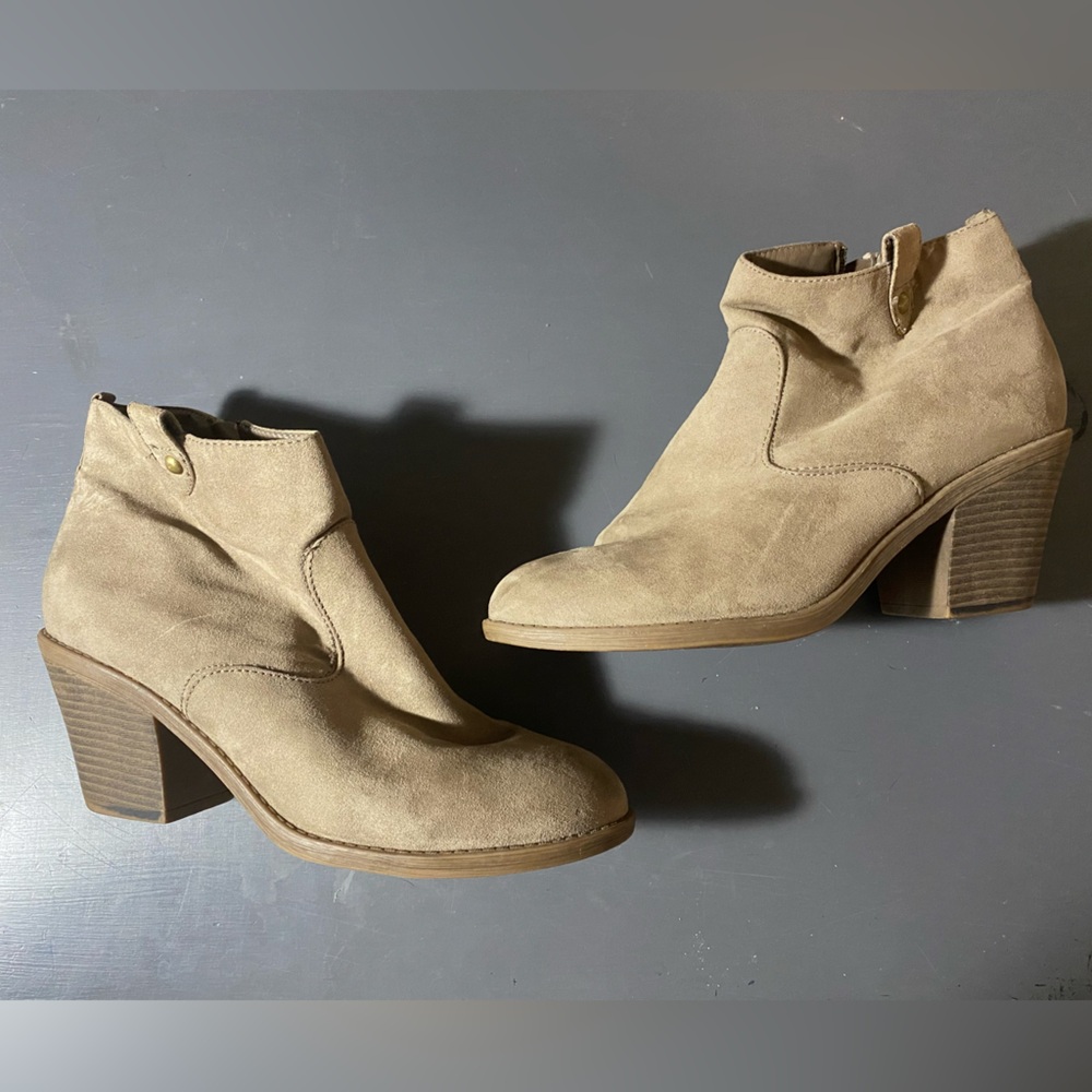 Tan faux suede booties